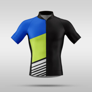 Lime and Blue Short Sleeve Cycling Jersey
